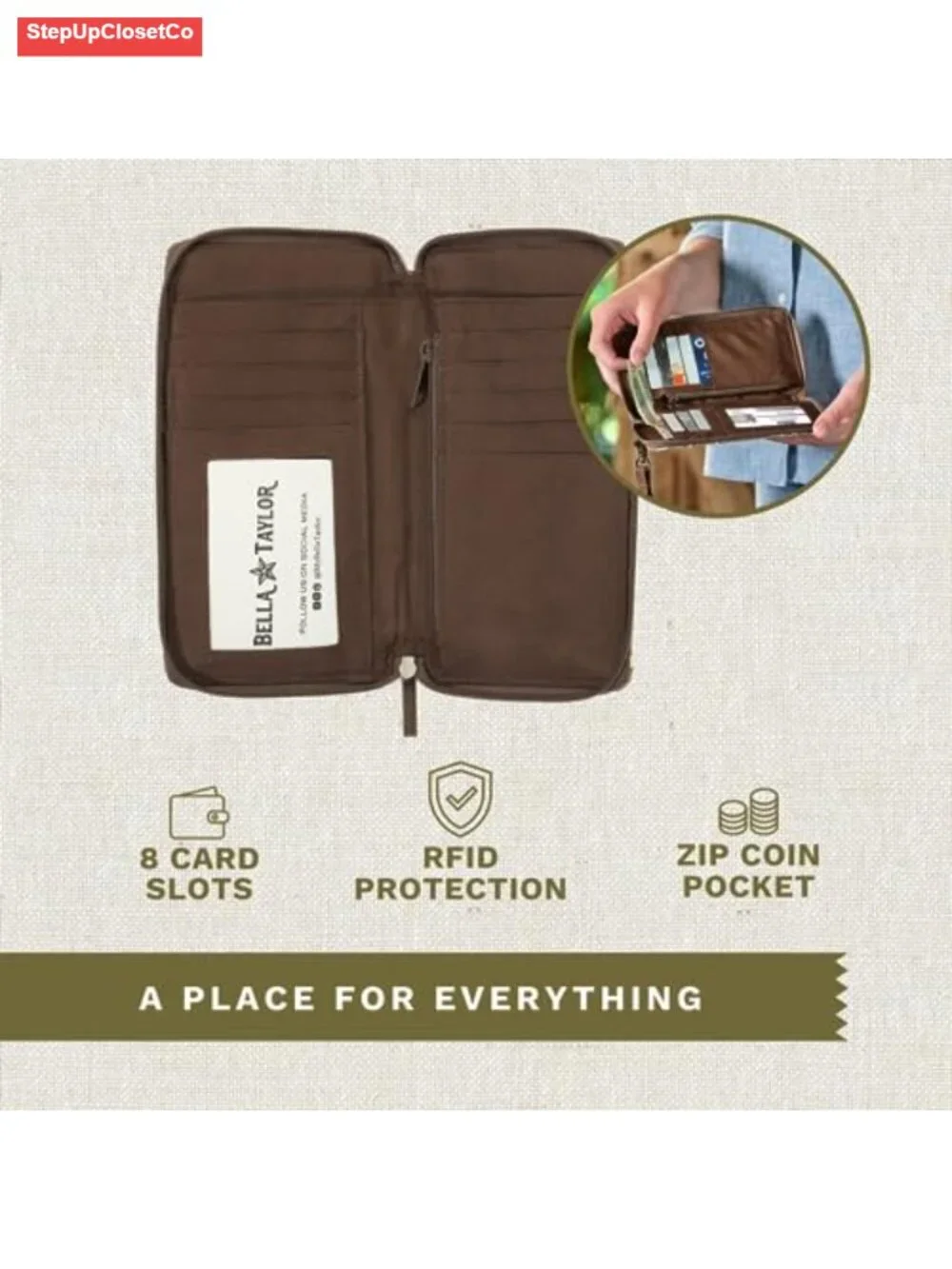 Quilted Wristlet Wallet with Phone Pocket RFID Protection Cotton